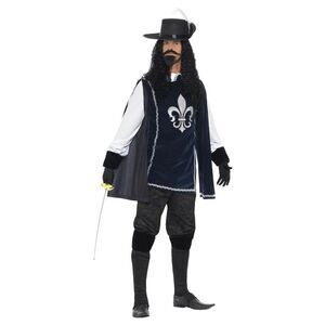 Smiffys Mens Musketeer Costume Set / Navy/White